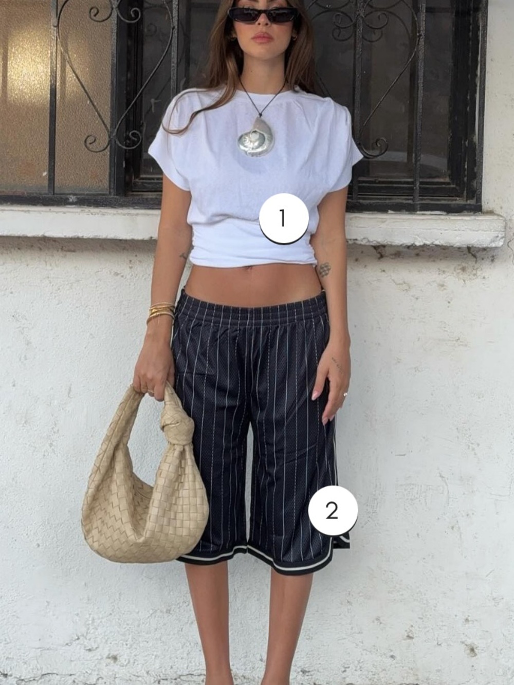 With Jean Tammy Tee White Short-Sleeve Gathered Waist Top